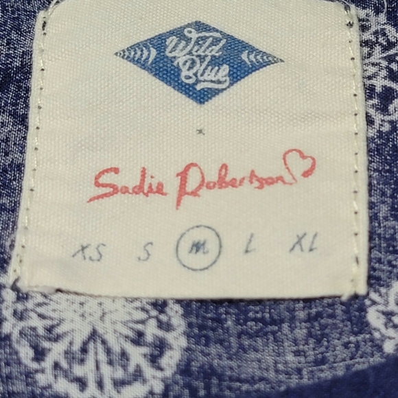 Wild Blue Sadie Robertson Blouse Boho Top Tunic Blue Rayon Size Medium - Picture 8 of 10